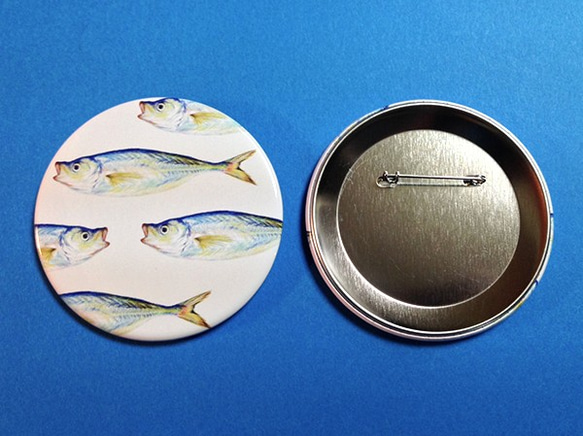 さかな缶バッチ（アジ） 2枚目の画像
