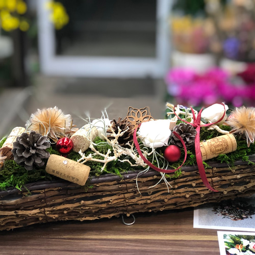 ブッシュドノエル アレンジメント ドライフラワー 小林生花店 通販