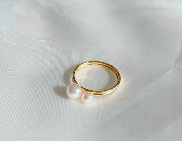 【受注製作】14kgf  double pearl ring 1枚目の画像