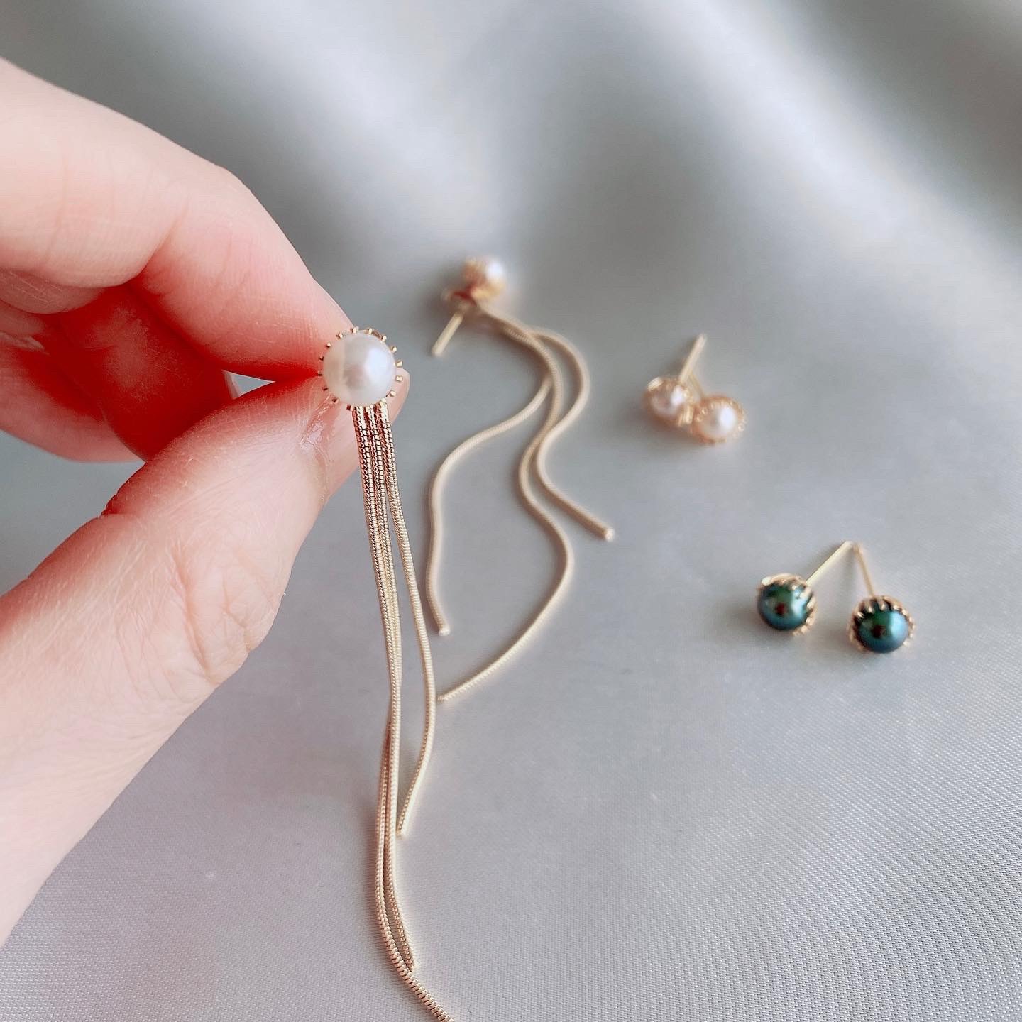 【14kgf 製】あこや真珠　mini flower ピアス