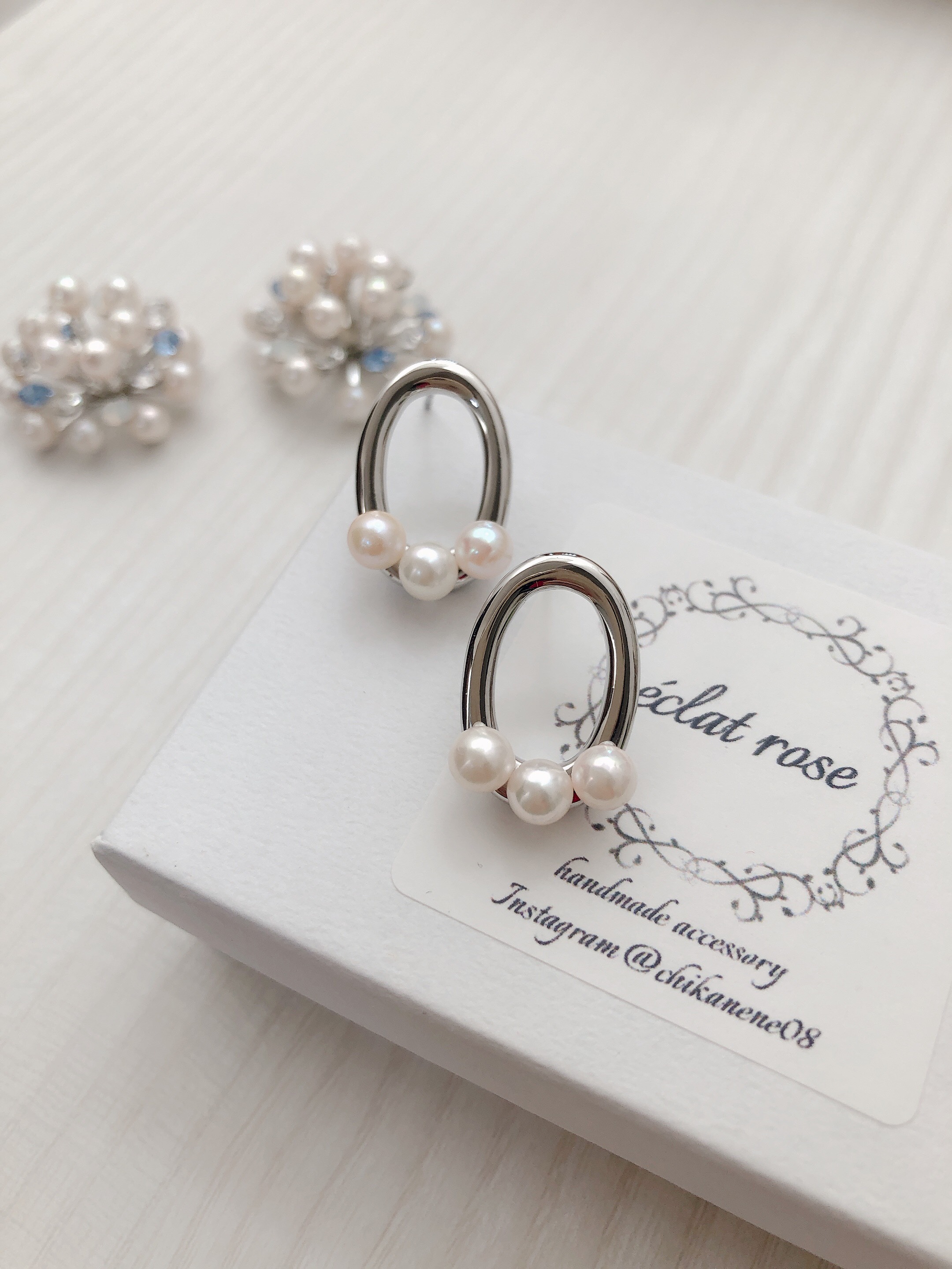 あこや真珠《オーバル》ステンレスポストピアス　ゴールド　シルバー