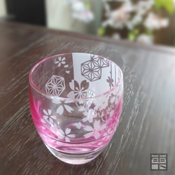 桜の冷酒グラス withネコ 1枚目の画像