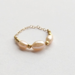 14KGF  米粒珍珠Pearl 鏈型戒指 (r01) 第1張的照片