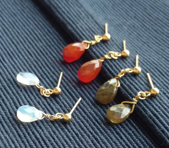Jewelry beans 切面水滴造型耳環(夾式可 第2張的照片