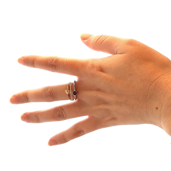 925銀白金 紫水晶Amethyst包鑲戒指4mm 第4張的照片