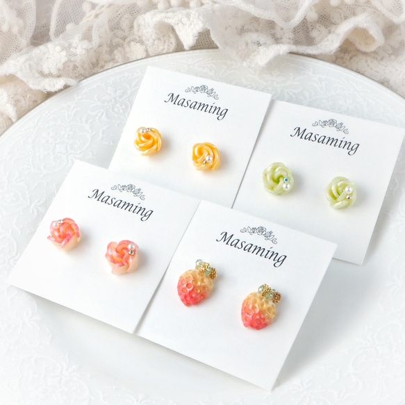 プリンセス赤いちごの耳飾り（受注生産） 4枚目の画像