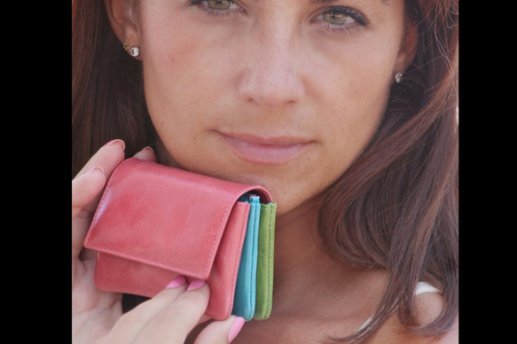 Loeweを手掛けるスペインの職人が作る本革財布　モネ（ピンク・青・緑) 9枚目の画像