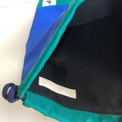 撥水ナイロンのお着替え袋　ブルー＆グリーン 5枚目の画像