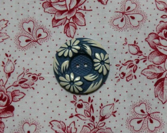 セルロイドバフボタン(ブルー✕ホワイト） 1枚目の画像