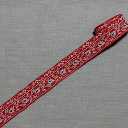 フランスヴィンテージ　赤い刺繍トリム　A 1枚目の画像