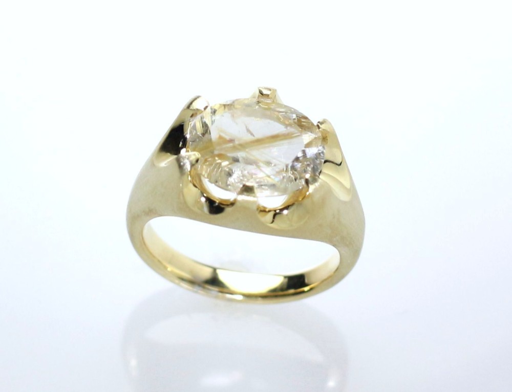 K18YG ルチルクォーツリング 3.75ct