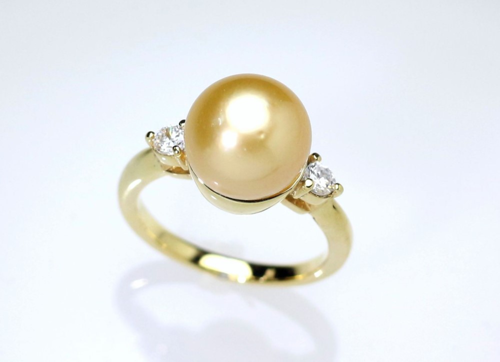 K18YG ゴールデンパールリング 11㎜珠