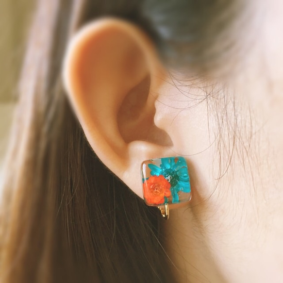 flower square earring YN 3枚目の画像