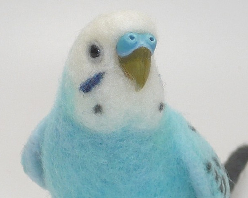 本トリ No.80 セキセイインコ ブルー オパーリン / 羊毛フェルト