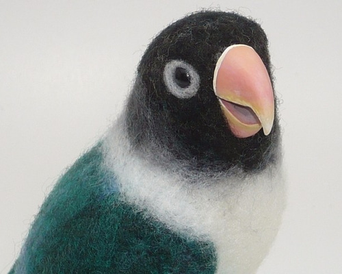 本トリ No.81 ブルーボタンインコ / 羊毛フェルト リアルサイズ