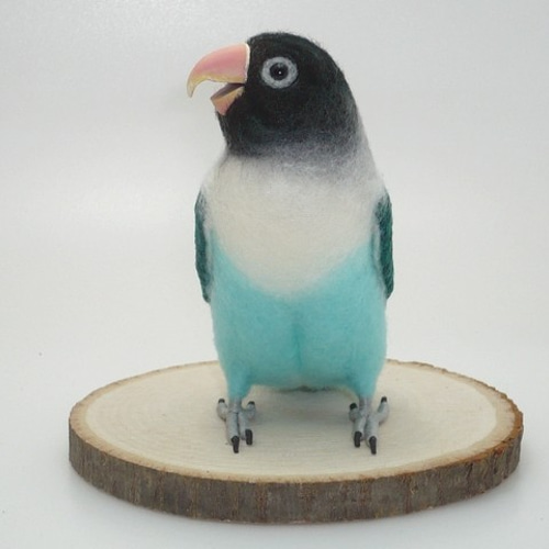 本トリ No.81 ブルーボタンインコ / 羊毛フェルト リアルサイズ