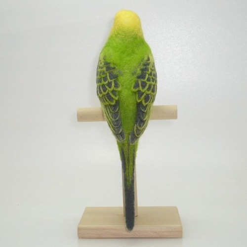 本トリ No.82 セキセイインコ グリーンオパーリン（止まり木付き