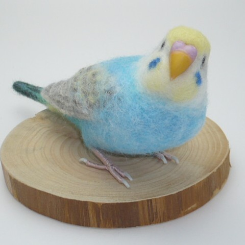 オーダー停止中。羊毛フェルト セキセイインコ メモリアルクリアボード 羊毛フェルトのセキセイインコ【オーダーメイド】 - NYANCHI08'S