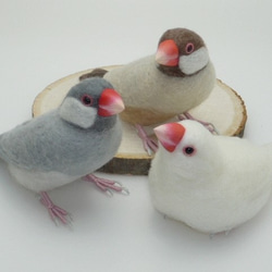 オーダー品] 白文鳥、シナモン文鳥、シルバー文鳥 / 羊毛フェルト