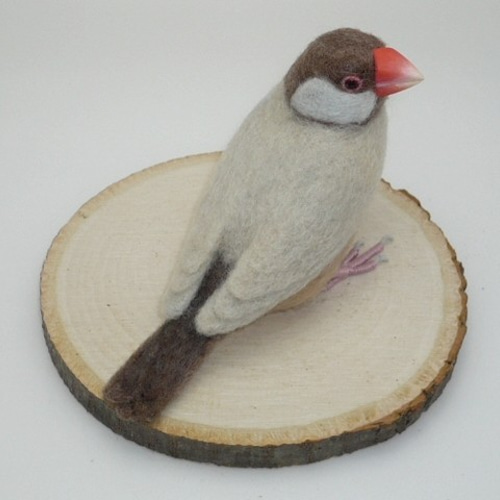 オーダー品] 白文鳥、シナモン文鳥、シルバー文鳥 / 羊毛フェルト