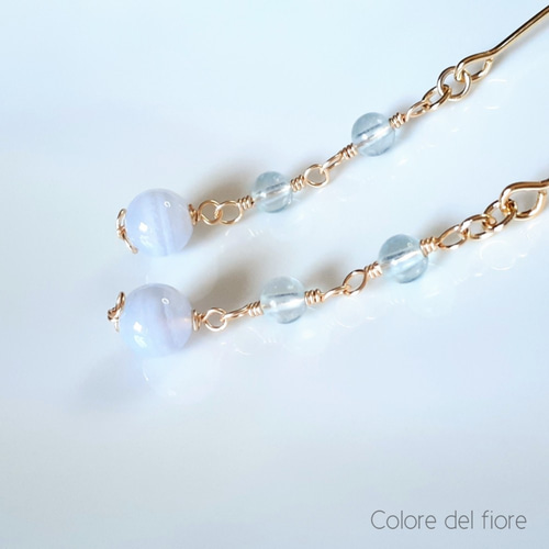 天然石ピアス◇ブルーレースアゲート◇ブルームーンストーン◇アクアマリン