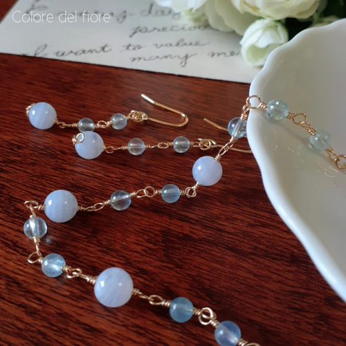 天然石ピアス◇ブルーレースアゲート◇ブルームーンストーン◇アクアマリン