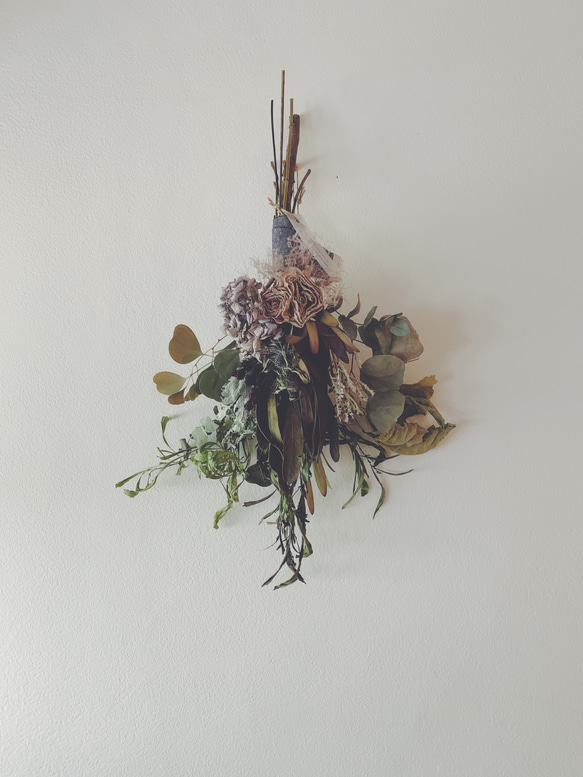 紫陽花とローズ、スモークツリーのシャビースワッグ   Nuance purple 3枚目の画像
