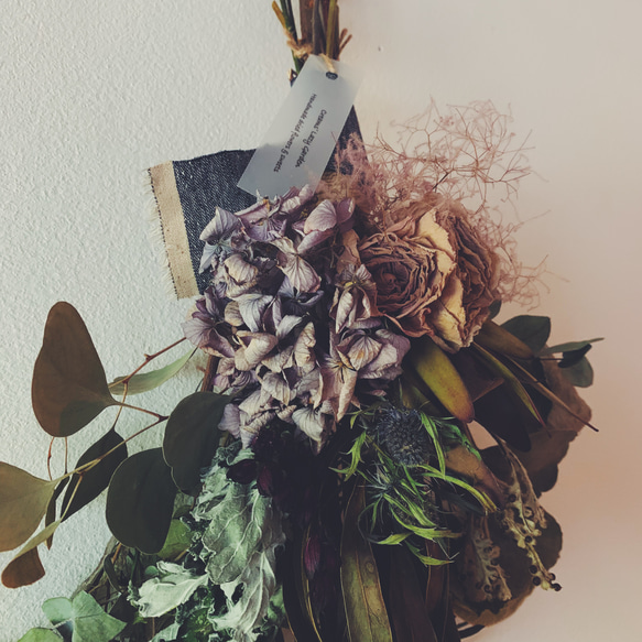 紫陽花とローズ、スモークツリーのシャビースワッグ   Nuance purple 4枚目の画像