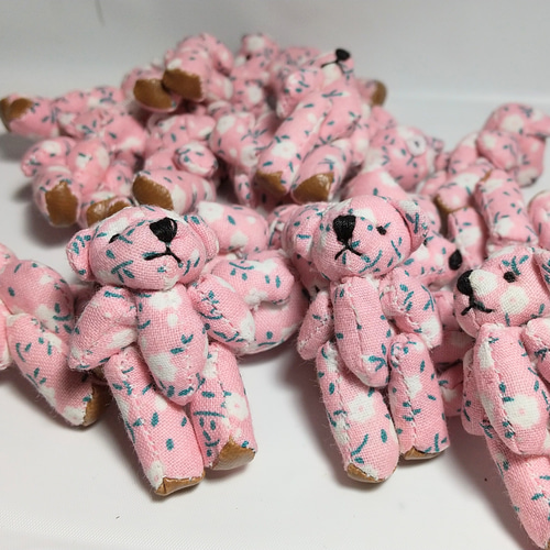 Lienパーツ くまちゃん 人形 ピンク柄入 くまパーツ 2個セット