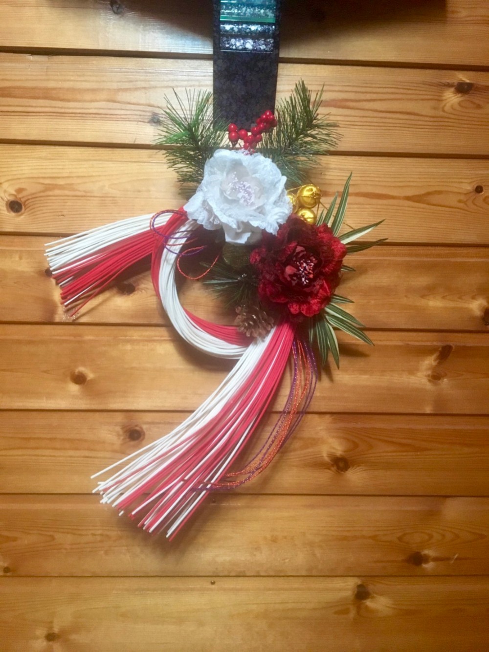 【【お正月リース】伸びやかに☆小粋で華やかなお正月飾り*しめ繩リース＊しめ縄飾り＊