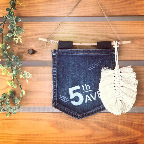 SALE］デニムリメイク☆手染めポケット✨Military男前タペストリー