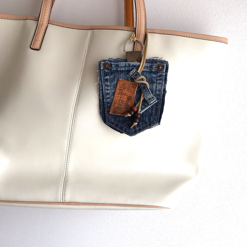 デニムリメイク ちょこっとポケット［レザー×ベルトループ×スエード紐