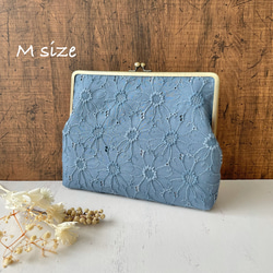 【専用】ミナペルホネン　ハンドメイド　がま口マルチケース　light blue ハンドメイド がま口バッグ ポーチ スカイフル ライトベージュ ミナ