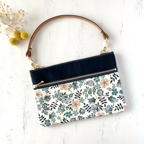 Sサイズ A6 母子手帳ケース ダブルファスナー フラットポーチ リバティ