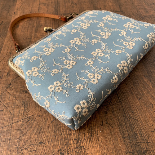 Lサイズ A5 がま口 母子手帳ケース 大容量 花柄 刺繍 アンティーク