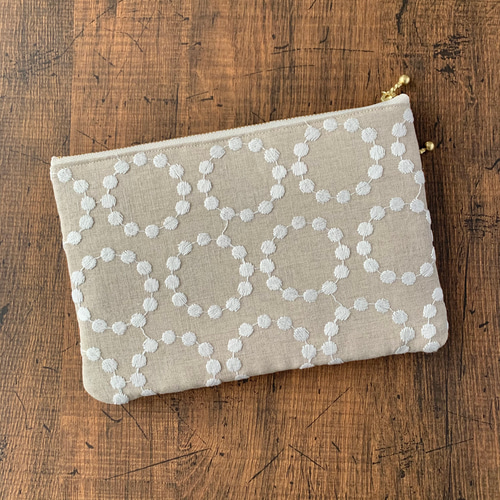 Sサイズ A6 母子手帳ケース ダブルファスナー リネンタンバリン