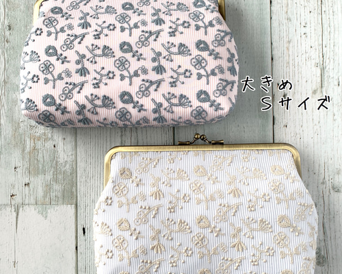 がま口 大きめSサイズ CHECK&STRIPE field of flower ミナペルホネン