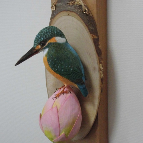 カワセミ バードカービング作品 壁掛け 彫刻 nobusan 通販 10251673