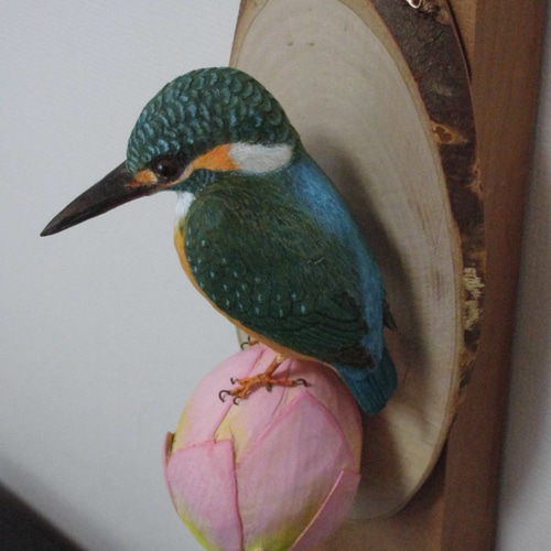 カワセミ バードカービング作品 壁掛け 彫刻 nobusan 通販 10251673