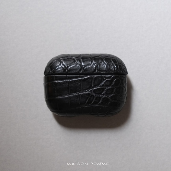【お年玉セール特価】 クロコダイル AirPods ケースカバー【チャコールブラック Pro用 バッグ