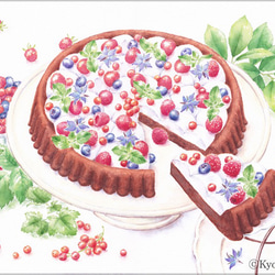 ポストカード　お好きな4枚セット〔No. 11　Berries chocolate cake〕 1枚目の画像