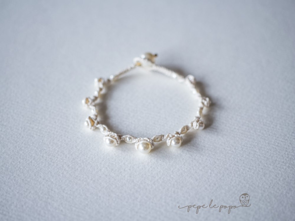 蕾絲施華洛世奇珍珠花邊手鍊（生成） 第4張的照片