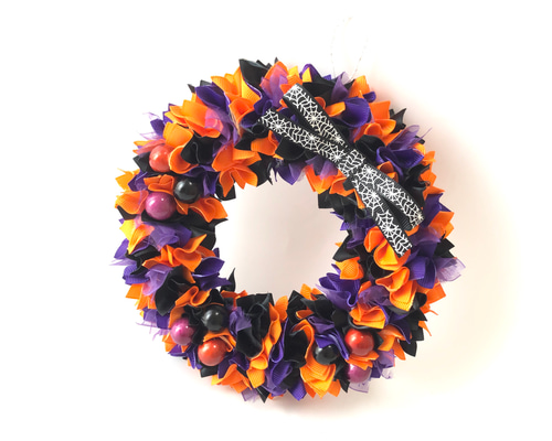 シックなハロウィンリボンリース リース Uzuki 通販 7901487｜Creema