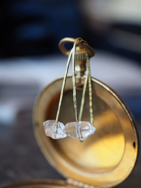 夢想家-黃銅鉤耳環（Herkimer 鑽石） 第2張的照片