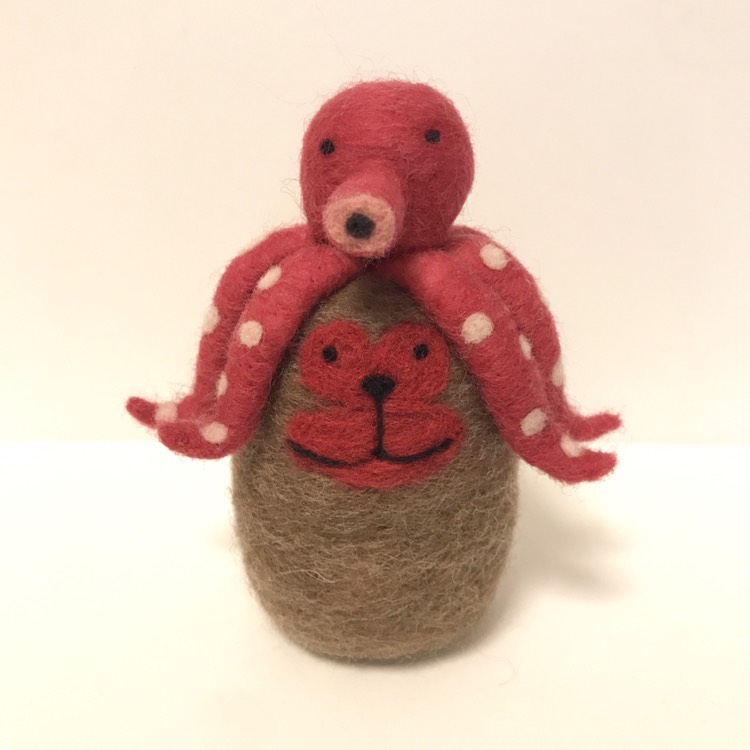 合格祈願 置くとパスおサル(羊毛フェルト)