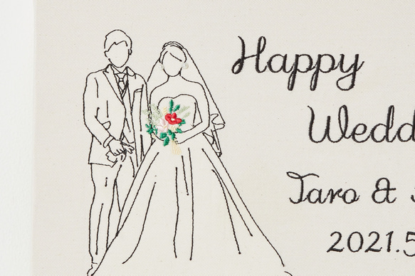 刺繍のウェルカムボード／ファブリックパネル　結婚式／結婚／ウェディング 2枚目の画像