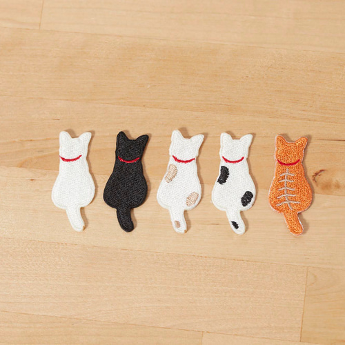 大）後ろ姿猫ちゃんの刺繍ワッペン シール ワッペン・アップリケ 重松