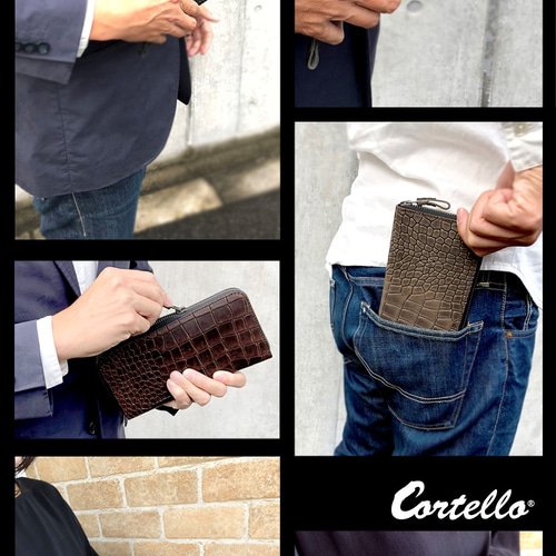 深過ぎるイタリアンレザー クロコ型押し 超収納ラウンドファスナー長