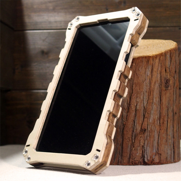 iPhone11 ウッドケース 耐衝撃 ミリタリー  タイプ2 カスタム ハンドメイド  木製 木のケース ナチュラル 2枚目の画像