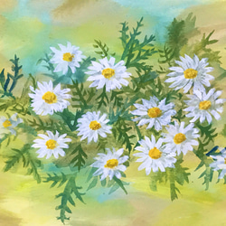 オーダーペイント 薔薇とマーガレット 水彩画 原画 Amazon.co.jp